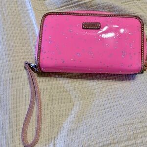 Consuela Bright Pink Patent Wristlet with Silver Star Details